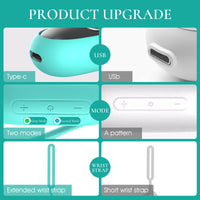 Calmiora Core features — USB-C charging, two modes, extended and short wrist straps — view 5